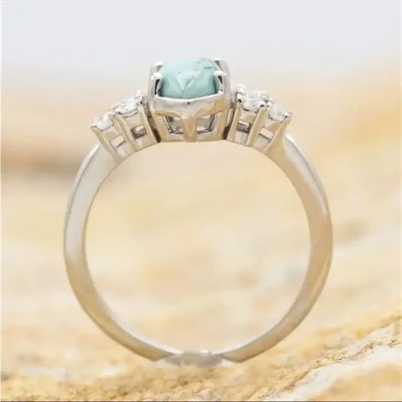 New 3pcs/set Turquoise Exquisite Moissanite Anniversary Party Ring - Picture 8 of 16